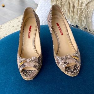 Prada snakeskin wedges